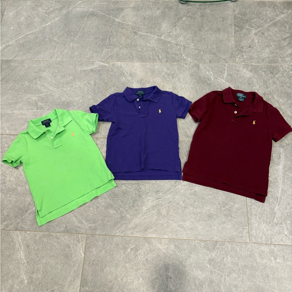 Ralph Lauren Kids Polo Shirts in Lime Green, Purple & Maroon